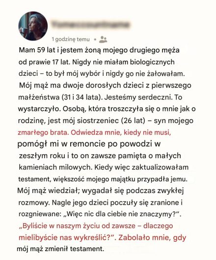 Dałam mojemu siostrzeńcowi wszystko — dzieci mojego męża nazwały to zdradą