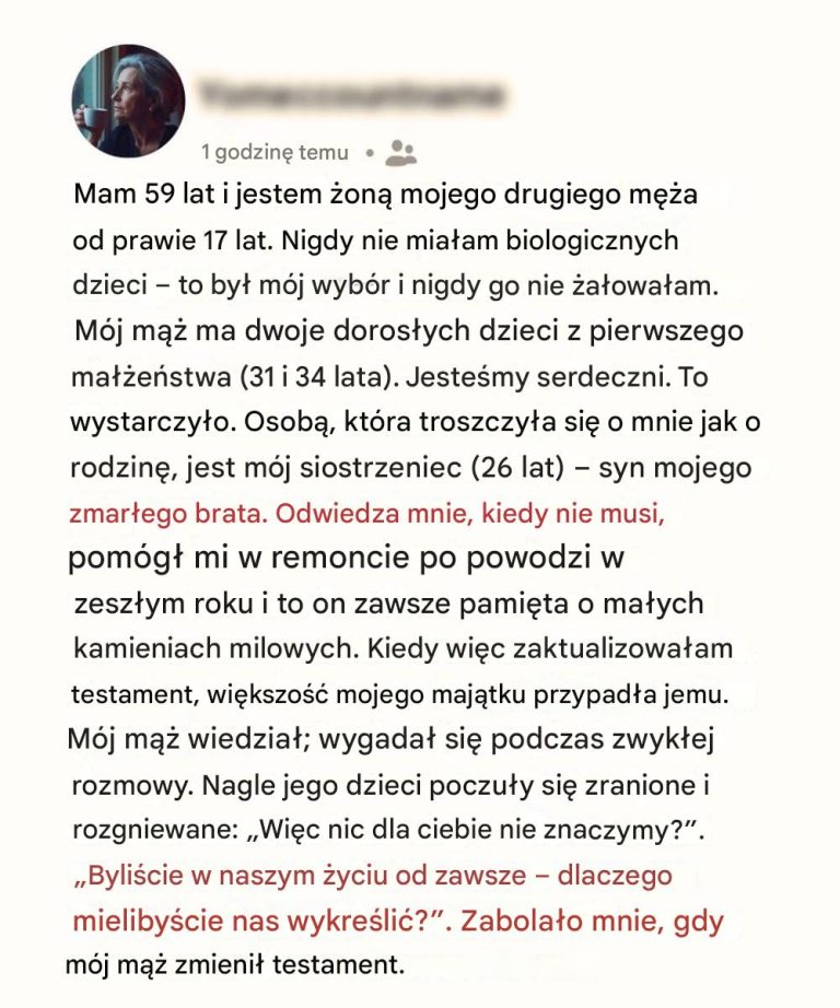 Dałam mojemu siostrzeńcowi wszystko — dzieci mojego męża nazwały to zdradą