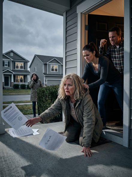 Przyjechałam tam w spokojną niedzielę z teczką papierów, wciąż wierząc, że jestem mile widziana w domu mojej córki. Zamiast tego, pięść jej męża powaliła mnie na podłogę, a moje własne dziecko zaciągnęło mnie za włosy do progu, sycząc: „To trzy miliony. Nie dostaniesz ani centa”. Myśleli, że siniaki i wstyd sprawią, że będę milczała. Nie widzieli sąsiada z naprzeciwka dzwoniącego pod 911. I nie wiedzieli, że „papierki”, które odrzucili, to aneks do aktu notarialnego i list od mojego zmarłego męża – dowód przymusu, ukrytych przelewów i funduszu powierniczego, którego nie mogli ukraść. Jedno pytanie policjantów ujawniło ich historię, zamroziło pieniądze i zamieniło idealny dom mojej córki w miejsce zbrodni.