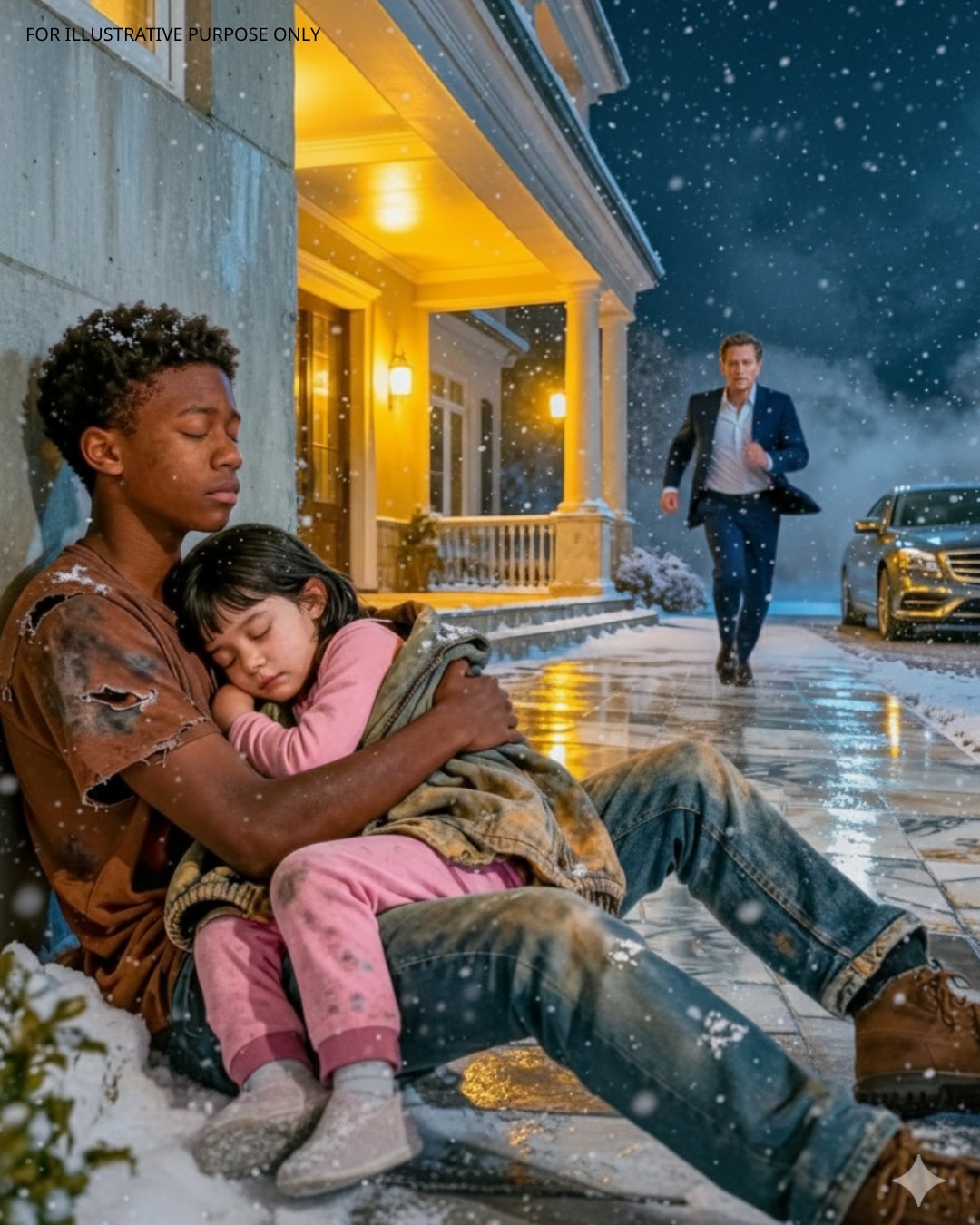 „Nie zbliżaj się do tej bramy” – ostrzegał go mróz – ale gdy bezdomny chłopiec szepnął: „Hej… Wszystko w porządku?” i wspiął się na ścianę rezydencji, by przytrzymać zmarzniętą dziewczynę, jeden wybór w najzimniejszą noc w Chicago zaczął zmieniać wszystko