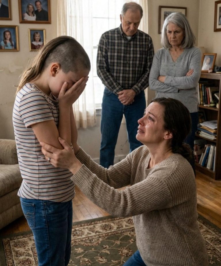 Kiedy byliśmy w pracy, moja teściowa ogoliła mojej ośmioletniej córce włosy do pasa, żeby „nauczyć ją pokory”. Córka nic nie powiedziała. Nie sprzeciwiałam się. Złożyłam jedną skargę – i sędzia kazała mężowi dokonać wyboru.
