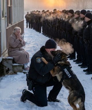 Kobieta na wózku inwalidzkim uratowała dwa zamarznięte policyjne psy – rano przed jej domem stało 500 funkcjonariuszy