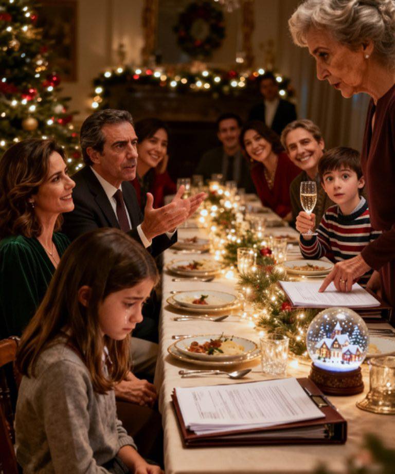 W środku kolacji wigilijnej moja teściowa uniosła kieliszek i uśmiechnęła się: „Jestem dumna ze wszystkich moich wnuków… oprócz jednego”. Następnie wskazała na moją dziewięcioletnią córkę.