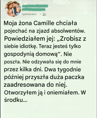 Nazwałem moją żonę „zwykłą gospodynią domową” i zabroniłem jej jechać na spotkanie absolwentów – wtedy nadeszła paczka, która pozostawiła mnie bez słowa