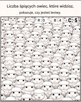 Liczba śpiących owiec, które widzisz, pokazuje, czy jesteś leniwy.