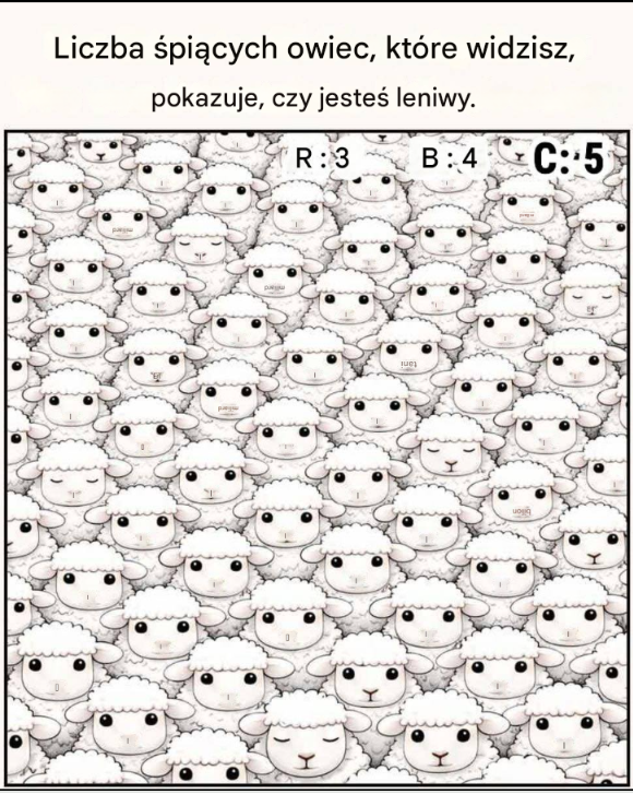 Liczba śpiących owiec, które widzisz, pokazuje, czy jesteś leniwy.