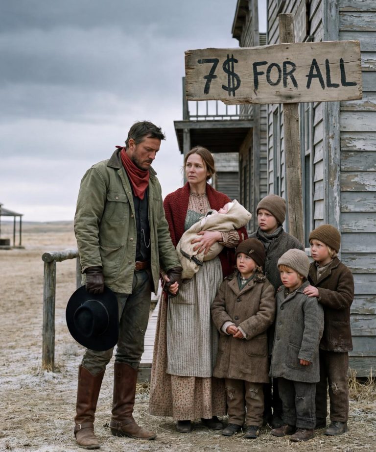 Samotny kowboj marzył o dużej rodzinie — wtedy siedmioro zaniedbanych dzieci błagało go: „Proszę… ożeń się z naszą mamą”.